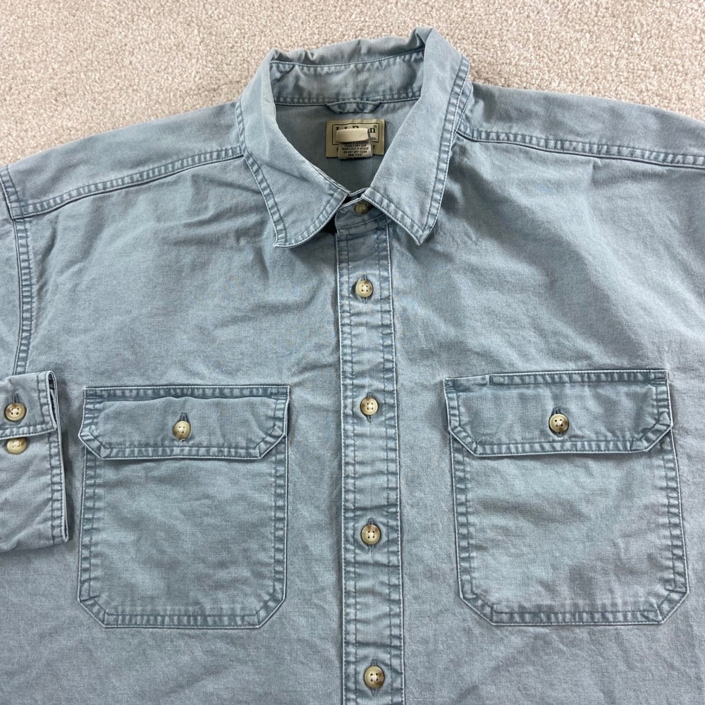 LL Bean Button Down Shirt Mens L-Tall Blue Cotton Traditional Fit 270134